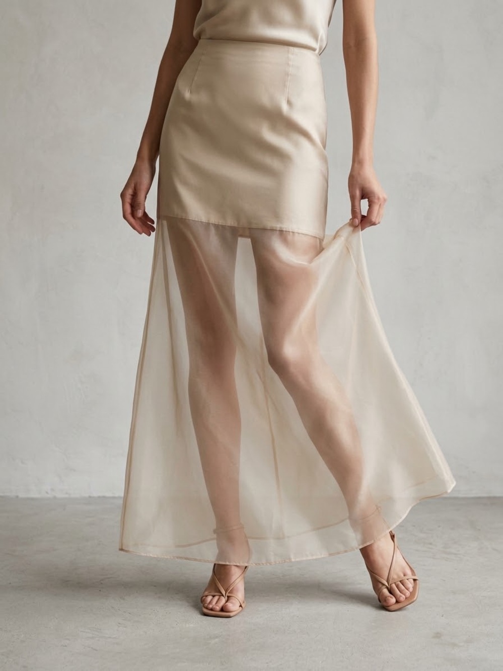 Antonio Melani Priscilla Skirt Womens 8 Taupe Satin Midi NWT Lined Formal $120